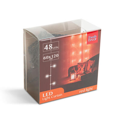 Sir de Lumini - 48 buc. LED Rosu - 60 x 120 cm - 2 x AA