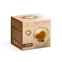 Pahar de Sticla cu Perete Dublu – in Forma de Inima – 180 ml