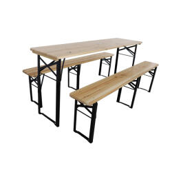 Set Mobilier Pliabila de Gradina - Masa + 2 Banci - Stejar