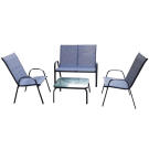 Set Mobilier de Gradina GardenLine cu Cadru Metalic - Masuta de Cafea + Banca + 2 Scaune - Gri